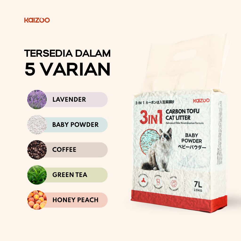 Kaizoo 3in1 Carbon Tofu Cat Litter 7L